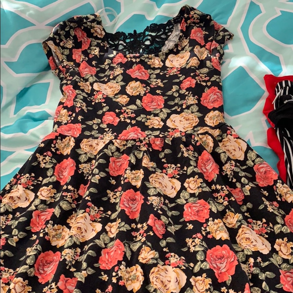 Black with flowers dress